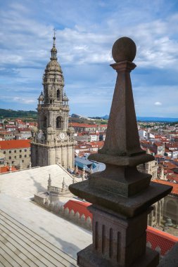 Santiago de Compostela Katedrali, Galiçya, İspanya. Çatıdan bak.