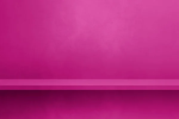 Leeres Regal Auf Einer Rosafarbenen Betonwand Hintergrundvorlage Szene Horizontale Attrappe — Stockfoto