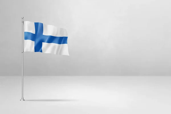 Finland Flag Illustration Isolated White Concrete Wall Background — Stock Photo, Image