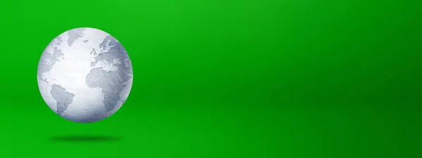 Snöboll Världen Jordklotet Isolerad Grön Bakgrund Miljöskyddssymbol Illustration Horisontell Banderoll — Stockfoto