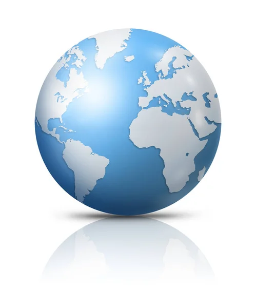 Blue Earth Globe Isolated White Background Illustration — Stock Photo, Image