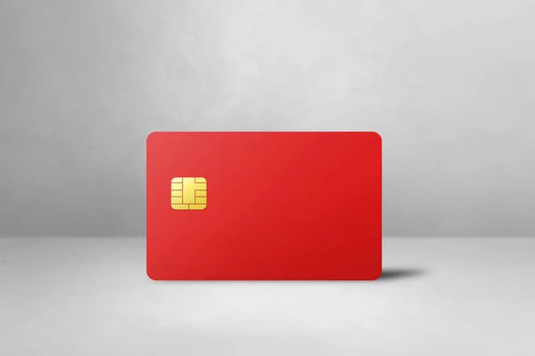 Red Credit Card Template White Concrete Background Illustration — Stock Photo, Image