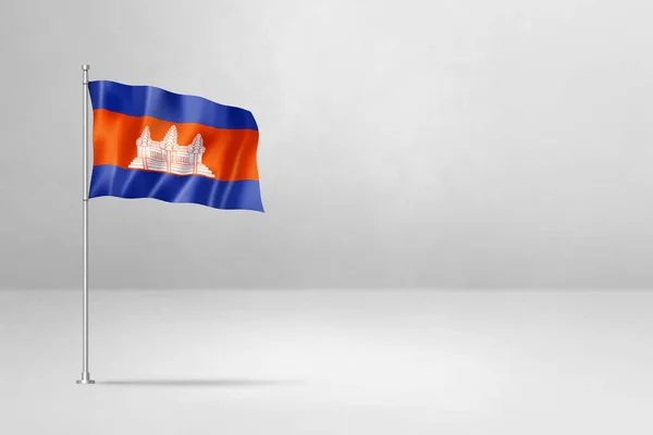 Bandiera Cambogia Illustrazione Isolato Sfondo Muro Cemento Bianco — Foto Stock