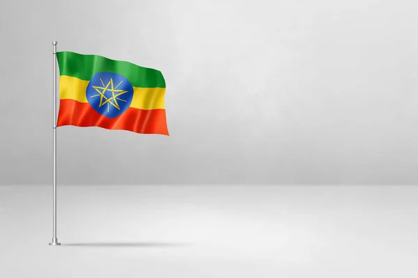 Ethiopia Flag Illustration Isolated White Concrete Wall Background — Stock Photo, Image