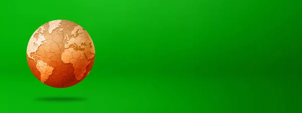 Сухий Тріснутий Світовий Глобус Ізольований Зеленому Тлі Символ Глобального Потепління — стокове фото