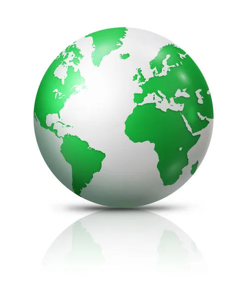 Globe Terrestre Vert Isolé Sur Fond Blanc Illustration — Photo