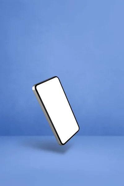 Czysty Smartfon Unoszący Się Niebieskim Tle Pojedyncza Ilustracja Wzór Pionowy — Zdjęcie stockowe