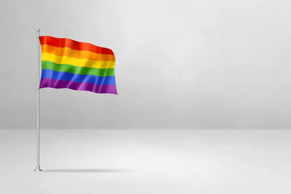 Σημαία Γκέι Rainbow Υπερηφάνεια Εικονογράφηση Απομονώνονται Λευκό Τσιμέντο Τοίχο Φόντο — Φωτογραφία Αρχείου