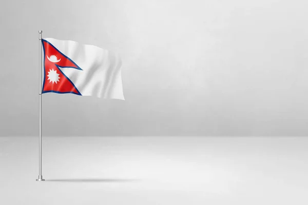 Nepal Flag Illustration Isolated White Concrete Wall Background — Stock Photo, Image