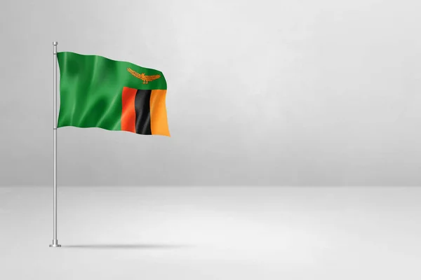 Zambiya Bayrağı Boyutlu Illüstrasyon Beyaz Beton Arka Planda Izole Edilmiş — Stok fotoğraf