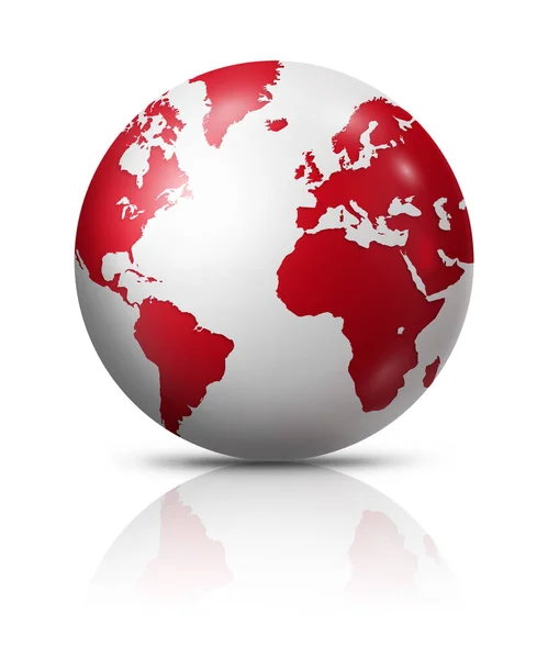 Globe Terrestre Rouge Isolé Sur Fond Blanc Illustration — Photo