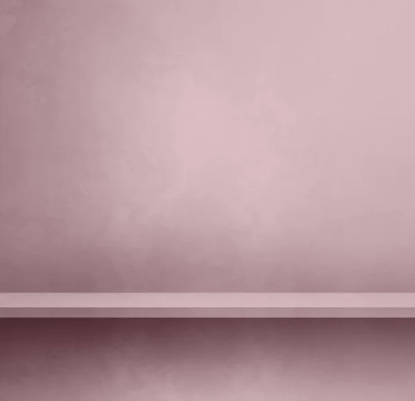 Üres Polc Egy Világos Lila Rózsaszín Betonfalon Háttérsablonjelenet Négyzet Alakú — Stock Fotó