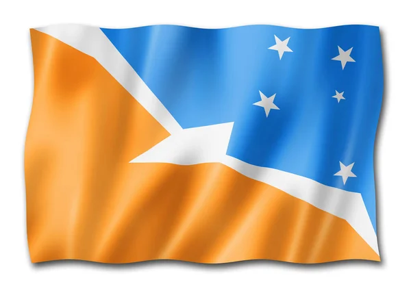 Flaga Prowincji Tierra Del Fuego Argentyna Machająca Sztandarem Ilustracja — Zdjęcie stockowe