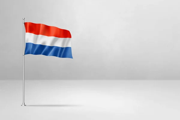 Hollanda Bayrağı Boyutlu Illüstrasyon Beyaz Beton Duvar Arka Planında Izole — Stok fotoğraf