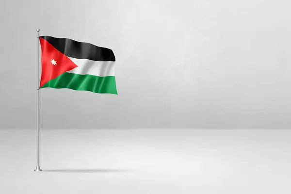Σημαία Ιορδανίας Τρισδιάστατη Απεικόνιση Απομονωμένη Λευκό Φόντο Τσιμέντου — Φωτογραφία Αρχείου