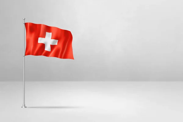 Svájc Zászló Illusztráció Elszigetelt Fehér Beton Fal Háttér — Stock Fotó