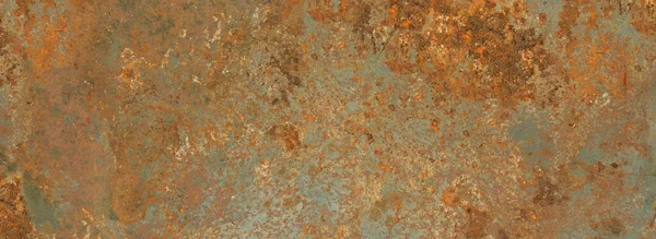 旧的生锈金属质感 Grunge背景工业壁纸 横向横幅 — 图库照片