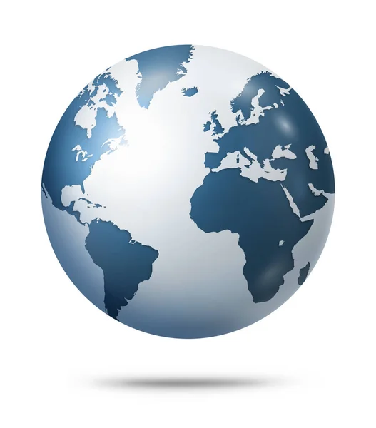 Blue Grey Earth Globe Isolated White Background Illustration — Stock Photo, Image