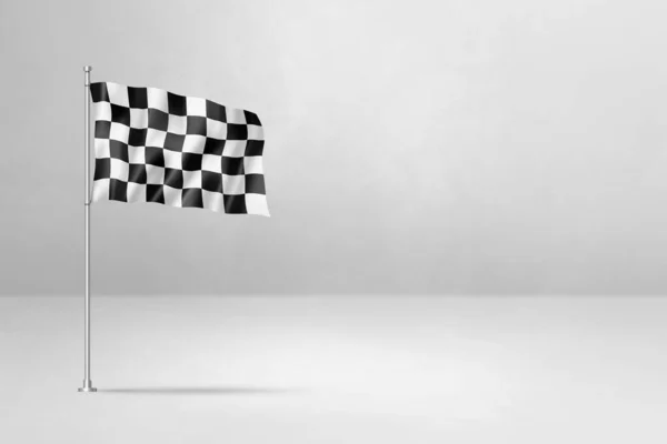 Auto racing finish checkered flag, 3D illustration, isolated on white