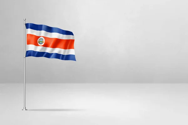 Costa Rica Flag Illustration Isolated White Concrete Wall Background — Stock Photo, Image