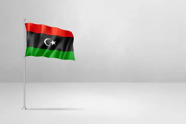Bandera Libia Ilustración Aislado Sobre Fondo Pared Hormigón Blanco — Foto de Stock