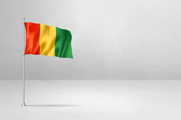 几内亚国旗 3D插图 隔离在白色混凝土墙背景上 — 图库照片