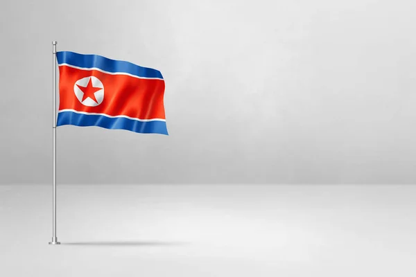 Noord Korea Vlag Illustratie Geïsoleerd Witte Betonnen Muur Achtergrond — Stockfoto