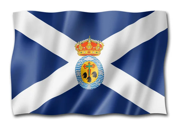 圣克鲁斯 特内里费省的国旗 西班牙挥舞着国旗 3D插图 — 图库照片