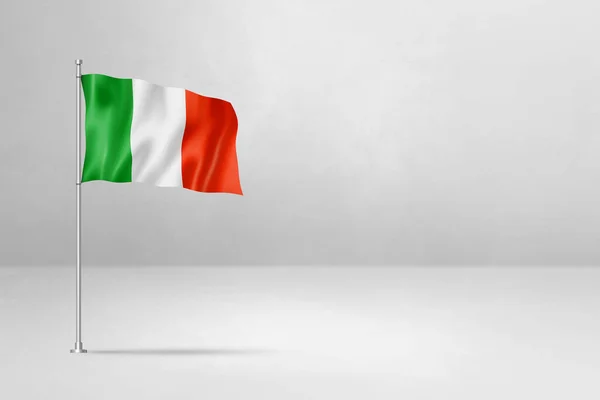 Bendera Italia Ilustrasi Terisolasi Latar Belakang Dinding Beton Putih — Stok Foto