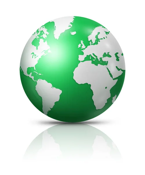 Globe Terrestre Vert Isolé Sur Fond Blanc Illustration — Photo