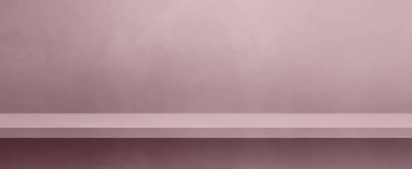 Leeres Regal Auf Einer Helllila Rosa Betonwand Hintergrundvorlage Szene Horizontale — Stockfoto