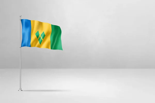 Saint Vincent Grenadines Flag Illustration Isolated White Concrete Wall Background — Stock Photo, Image