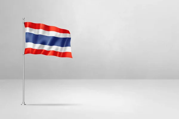 Bandeira Tailândia Ilustração Isolado Fundo Parede Concreto Branco — Fotografia de Stock
