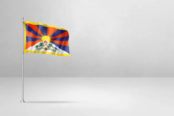 Tibet Bandiera Illustrazione Isolato Sfondo Bianco Muro Cemento — Foto Stock