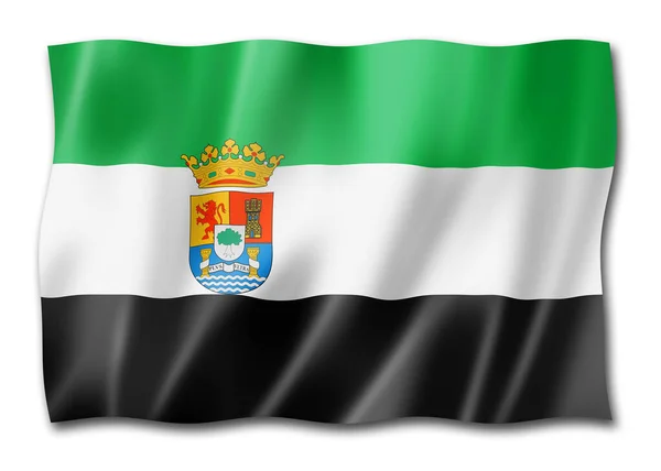 Bandeira Província Extramadura Espanha Acenando Coleção Banners Ilustração — Fotografia de Stock
