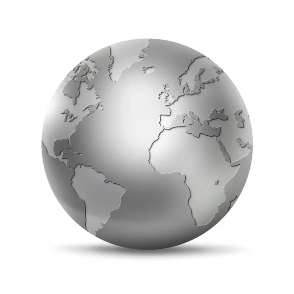 Metal World Globe Isolated White Background Illustration — Stock Photo, Image