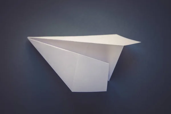 White Paper Plane Origami Isolated Blank Grey Background — Stock Photo, Image