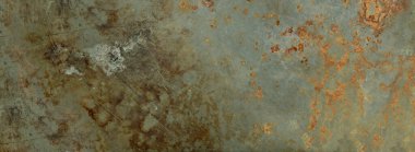 Eski paslı metal dokusu. Grunge arka plan endüstriyel duvar kağıdı. - Evet. Yatay Pankart