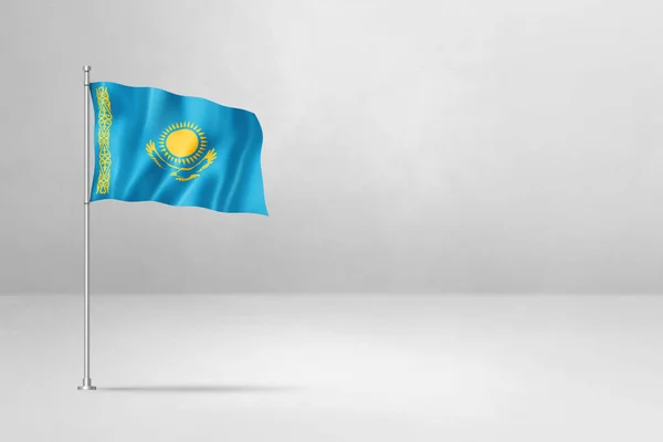 Kazakhstan Flag Illustration Isolated White Concrete Wall Background — Stock Photo, Image