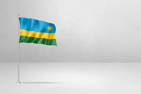 Rwanda Vlag Illustratie Geïsoleerd Witte Betonnen Muurachtergrond — Stockfoto