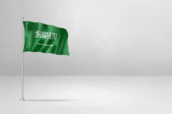 Σημαία Σαουδικής Αραβίας Τρισδιάστατη Απεικόνιση Απομονωμένη Λευκό Φόντο Τσιμέντου — Φωτογραφία Αρχείου