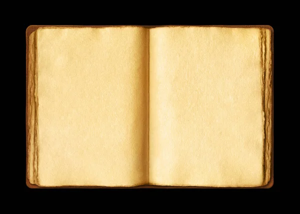 Ancien Livre Médiéval Ouvert Avec Des Pages Parchemin Usé Manuscrit — Photo