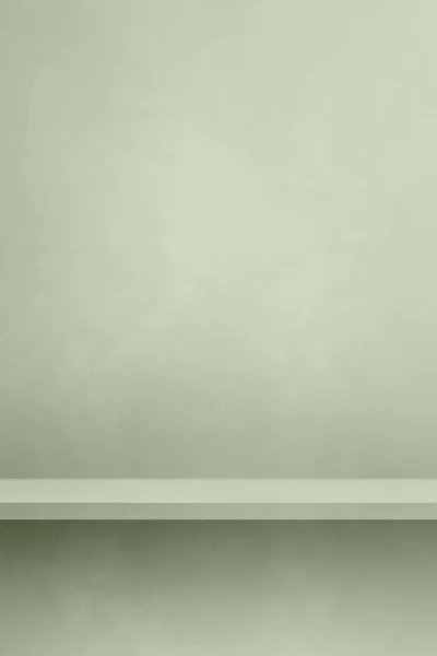 Empty Shelf Light Green Concrete Wall Background Template Scene Vertical — Stock Fotó