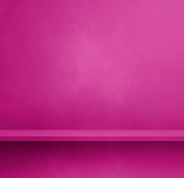 Pusta Półka Różowej Betonowej Ścianie Scena Tła Makieta Kwadratowa — Zdjęcie stockowe