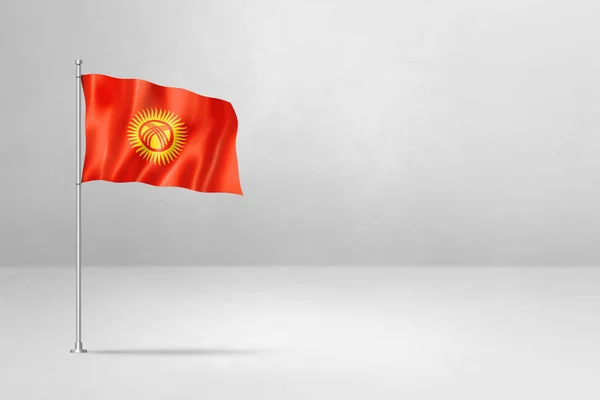Σημαία Κιργιστάν Απεικόνιση Απομονώνονται Λευκό Φόντο Τοίχο Από Σκυρόδεμα — Φωτογραφία Αρχείου