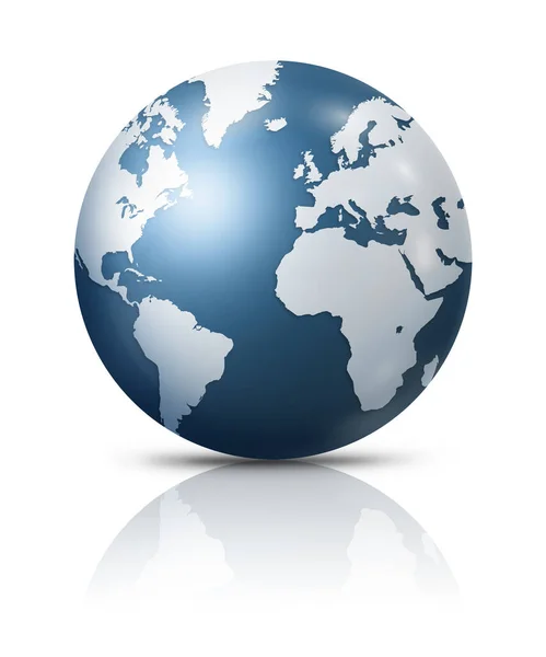 Globe Terrestre Bleu Gris Isolé Sur Fond Blanc Illustration — Photo