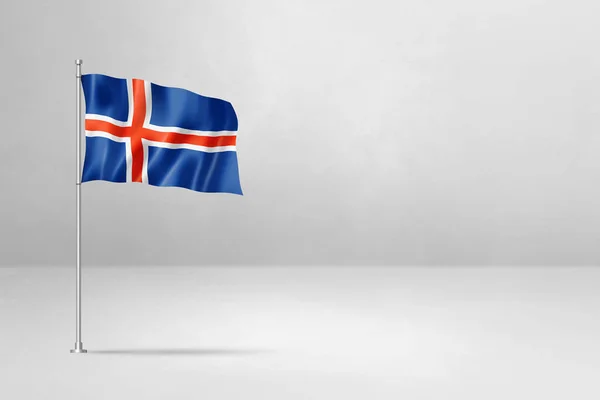Σημαία Ισλανδίας Τρισδιάστατη Απεικόνιση Απομονωμένη Λευκό Φόντο Τοίχου Από Μπετόν — Φωτογραφία Αρχείου
