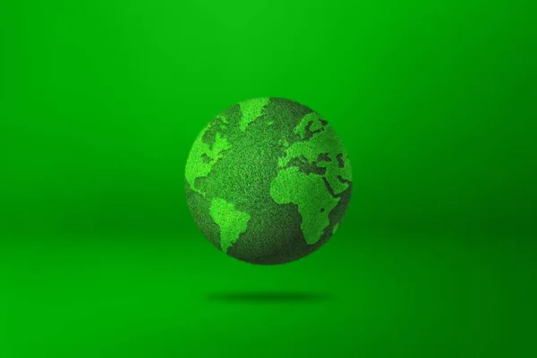 Globe Mondial Recouvert Herbe Verte Isolé Sur Fond Blanc Symbole — Photo