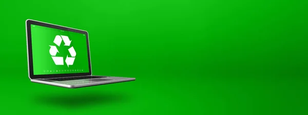 Laptop Mit Einem Recycling Symbol Auf Dem Bildschirm Umweltschutzkonzept Illustration — Stockfoto