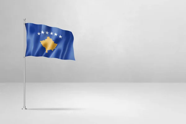 Bandeira Kosovo Ilustração Isolado Fundo Parede Concreto Branco — Fotografia de Stock